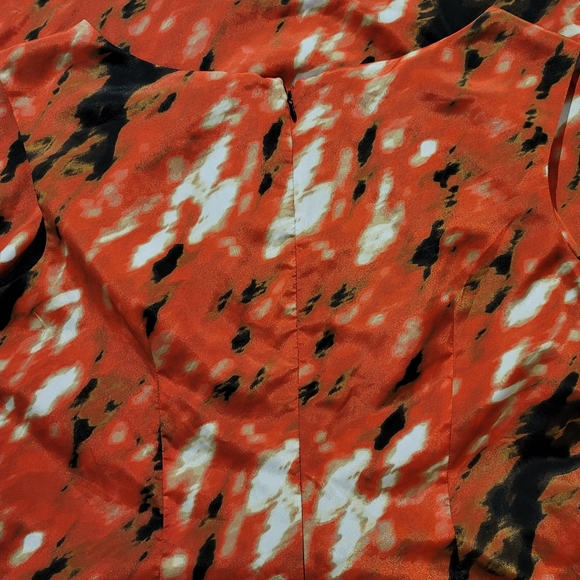 Worthington Sz 16 Knee Length Dress Black Red Tan White Cutout Neckline - Picture 4 of 7